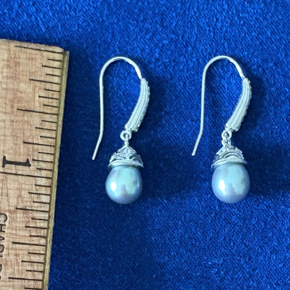 Tacori Sterling Silver Grey Pearl Drop Pierced Earrings❣️ - Picture 4 of 5